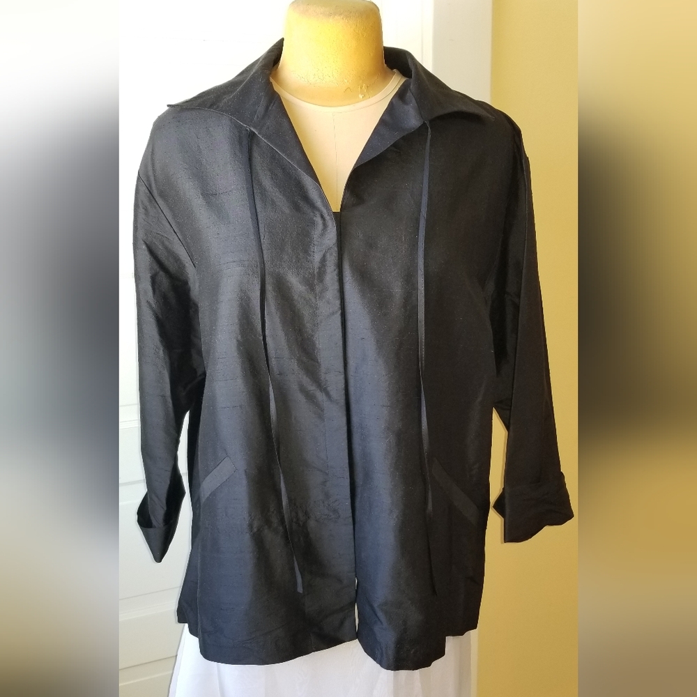 Nira Nira Black Silk Lightweight Jacket Size 1X